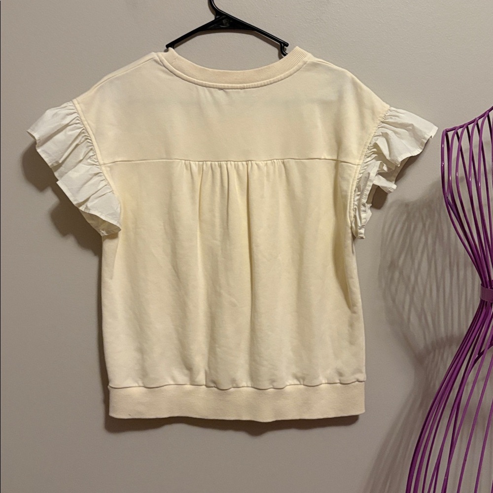 VOY Cream Ruffle Sleeve Top - Picture 6 of 6